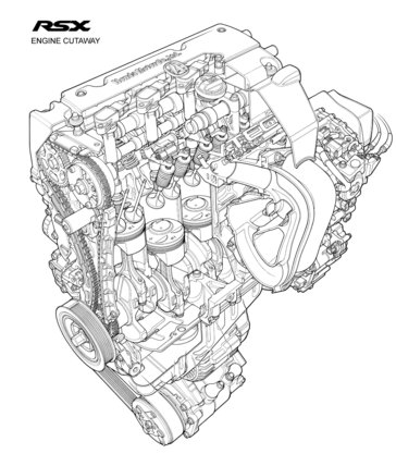 2002 Acura RSX engine cutaway.
