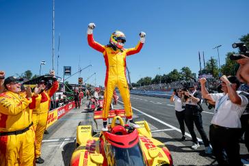 #10: Alex Palou, Chip Ganassi Racing Honda celebrates winning his fourth consecutive IndyCar championship