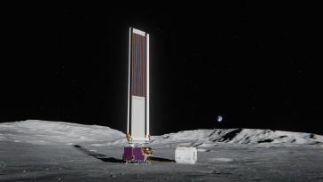 Concept rendering of a scalable lunar power solution integrating the Honda regenerative fuel cell system with Astrobotic’s Vertical Solar Array Technology