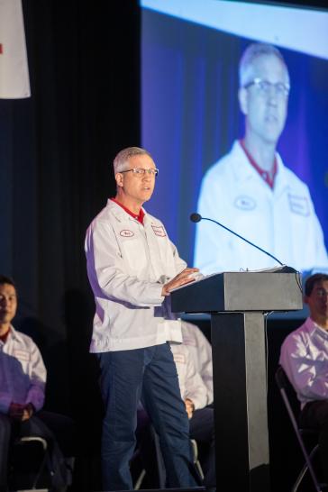 Mark Kohls, vice president of Honda Powersports and Products, American Honda Motor Co., Inc., joined North Carolina Manufacturing associates and invited guests in a ceremony to officially open the new weld and paint operations for ATV production at the Swepsonville facility.