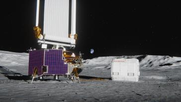 Concept rendering of a scalable lunar power solution integrating the Honda regenerative fuel cell system with Astrobotic’s Vertical Solar Array Technology