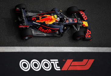 Max Verstappen’s Honda-powered Red Bull runs in the 1000th race in the long history of Formula 1 racing