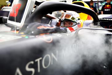 Red Bull’s Max Verstappen prepares to leave the garage for Saturday’s qualifying in Mexico City