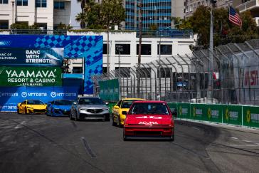 Acura celebrated 40 years of Precision Crafted Performance at the 2026 Acura Grand Prix of Long Beach with a parade lap featuring 40 iconic vehicles from the brand’s history—including the Integra Type R and Type S, NSX, Legend, MDX, CL, and more—led by the Integra 40 Racer, driven by Dai Yoshihara.