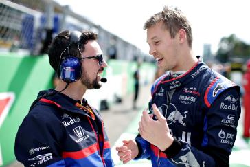 Toro Rosso Honda’s Daniil Kvyat (right) prepares for Sunday’s race at Monza