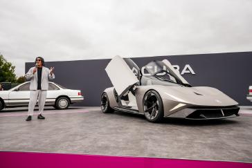 Yasutake Tsuchida, the Acura Creative Director and Vice President of Auto Design, presents the Acura NEXERA Vision at The Quail, a Motorsports Gathering during Acura’s press conference.