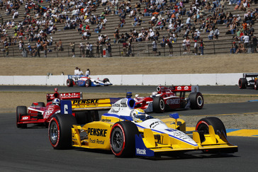26-28 August, 2011, Sonoma, California USA.Ryan Briscoe and Dario Franchitti and Scott Dixon.(c)2011, Michael L. Levitt.LAT Photo USA