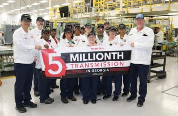 Honda associates in Georgia celebrate the 5,000,000th transmission manufactured at their facility in April of 2024