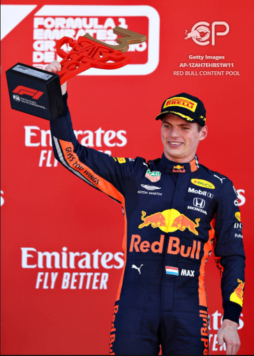 Max Verstappen On Podium For Honda in Barcelona