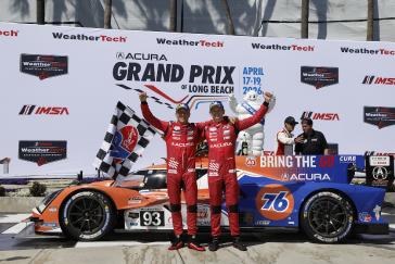 #93: Acura Meyer Shank Racing w/Curb Agajanian, Acura ARX-06, GTP: Renger van der Zande, Nick Yelloly celebrate in victory lane