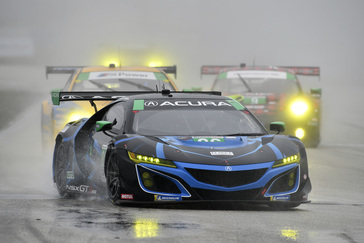 The #86 Meyer Shank Racing Acura NSX GT3 Evo in the hands of Trent Hindman, Mario Farnbacher and Justin Marks dominated the opening hours of the GTD class.