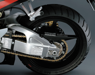 2002 Honda RC51 rear wheel (European model shown).
