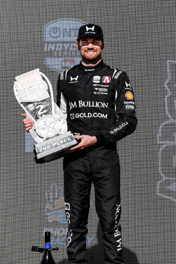 #27: Kyle Kirkwood, Andretti Global Honda  on the podium