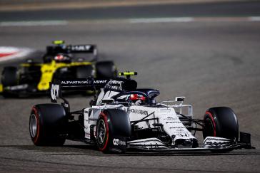 Pierre Gasly holds off a charging Renault during Sunday’s F1 event
