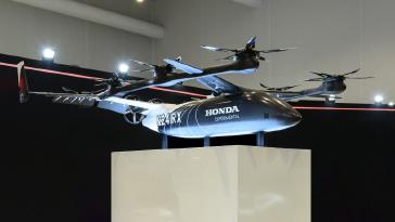 A 1/3-scale Honda electric vertical take-off and landing aircraft (eVTOL) flight-test model will be on display.
