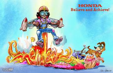 Honda’s “Believe and Achieve!” float will celebrate science, technology, engineering, arts and math (STEAM) education by depicting a young girl whose dreams have taken flight with a rocket pack she designed and built through her own efforts, ingenuity and passion.