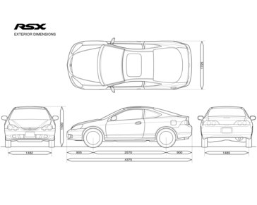 2002 Acura RSX exterior dimensions.
