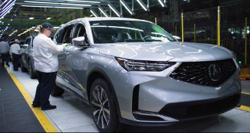 The Acura MDX, shown here on the assembly line at Honda’s East Liberty Auto Plant in Ohio, is the ninth-ranked vehicle in this year’s Cars.com American-Made Index