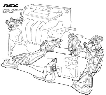 2002 Acura RSX engine mount and subframe.
