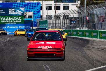 Acura celebrated 40 years of Precision Crafted Performance at the 2026 Acura Grand Prix of Long Beach with a parade lap featuring 40 iconic vehicles from the brand’s history—including the Integra Type R and Type S, NSX, Legend, MDX, CL, and more—led by the Integra 40 Racer, driven by Dai Yoshihara.