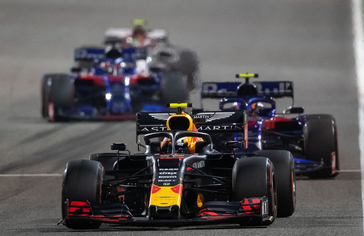 Pierre Gasly leads a pair of Toro Rosso Hondas Sunday in Bahrain