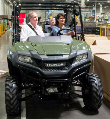 South Carolina Governor Nikki Haley drives all-new Pioneer with HSC President Brian Newman.